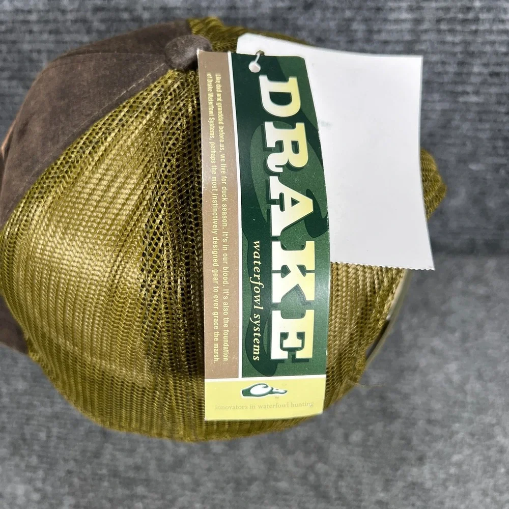 Drake Hat Cap Mens OSFA Snap Back Mesh Trucker Brown Green Outdoor Duck New‎